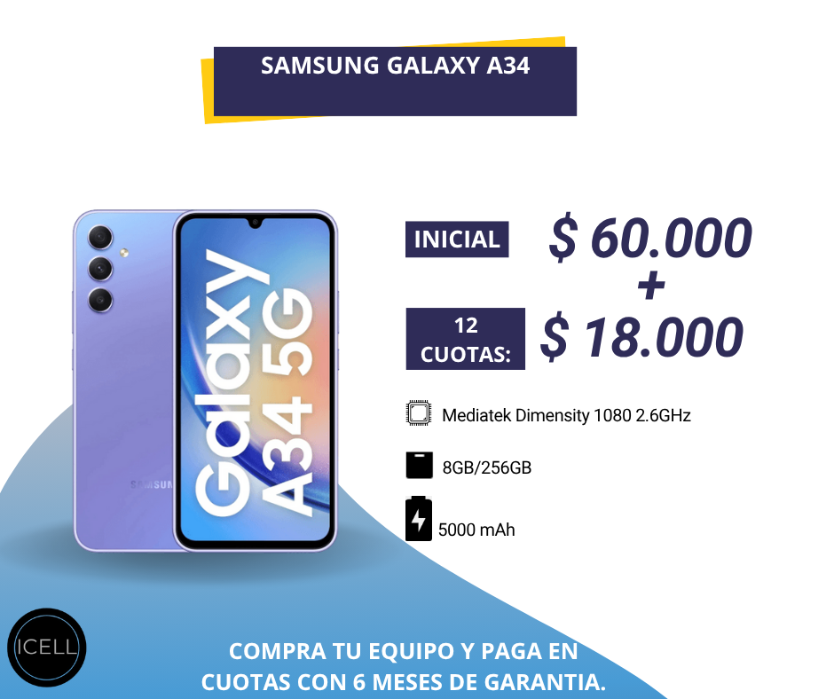 SAMSUNG GALAXY A34 8GB/256GB
